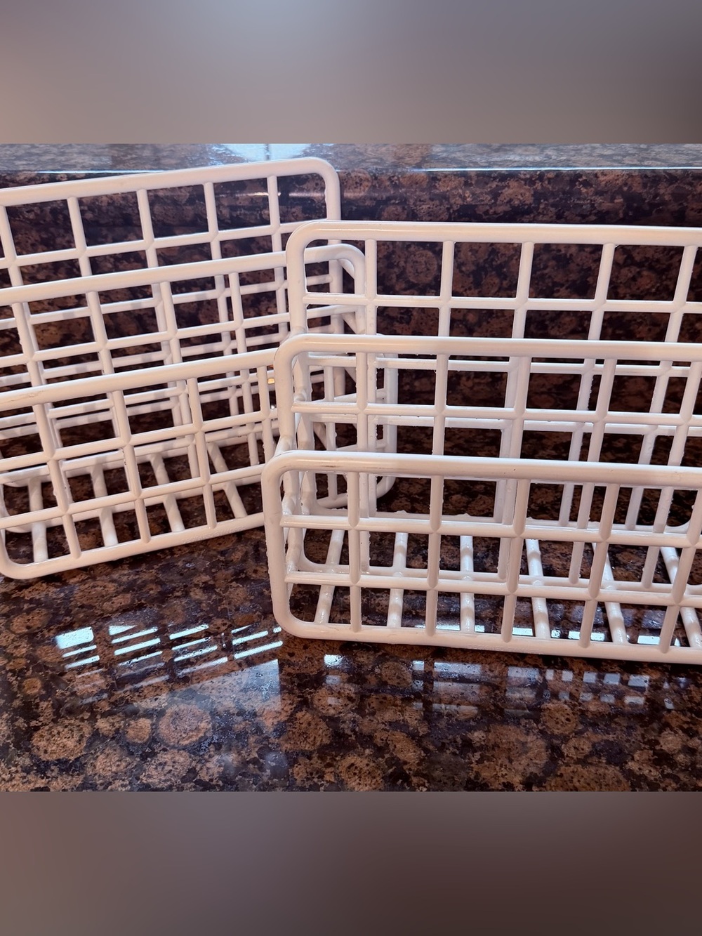 Two Vintage 1980s White YAFFA Wall/Desk Organizers Catch All Plastic MCM Retro